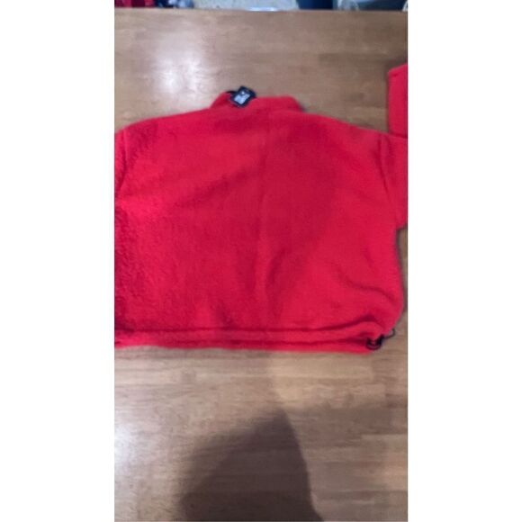 TOMMY JEANS RED FLEECE BLACK TRIM SWEATER PULLOVER TOP JACKET WOMENS SZ XL P1-26 - Picture 11 of 12